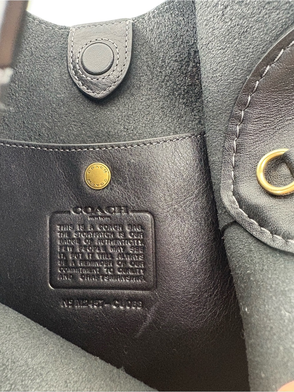 Coach Brooklyn Shoulder Bag 28 Black Pebbled Leather Hobo Handbag - Picture 9 of 14
